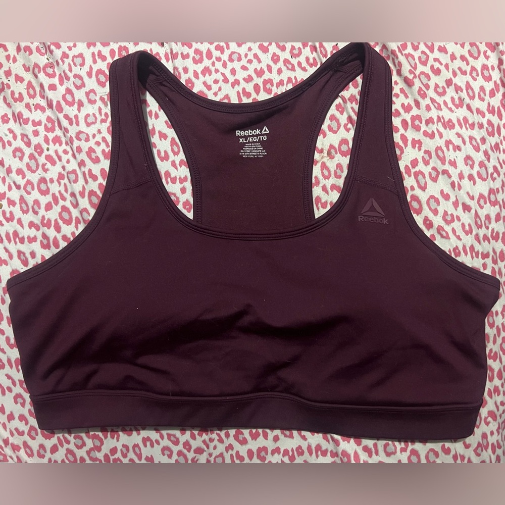 NEW Reebok Burgundy Racerback Sports Bra, Size XL